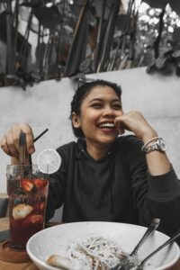 Woman Eating Happy